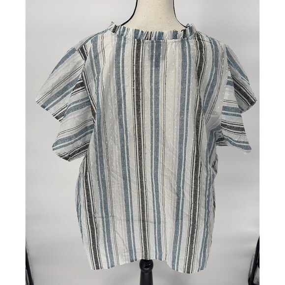 Bobeau Blouse Womens Size 3x Short Sleeve Top White/Blue Striped - Picture 5 of 13